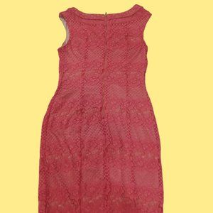 J Taylor Hot Piink Sleeveless Lace With Liner Sheath Dress Size 10